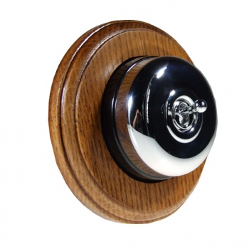 1 Gang Intermediate Medium Oak, Polished Chrome Dome Period Switch